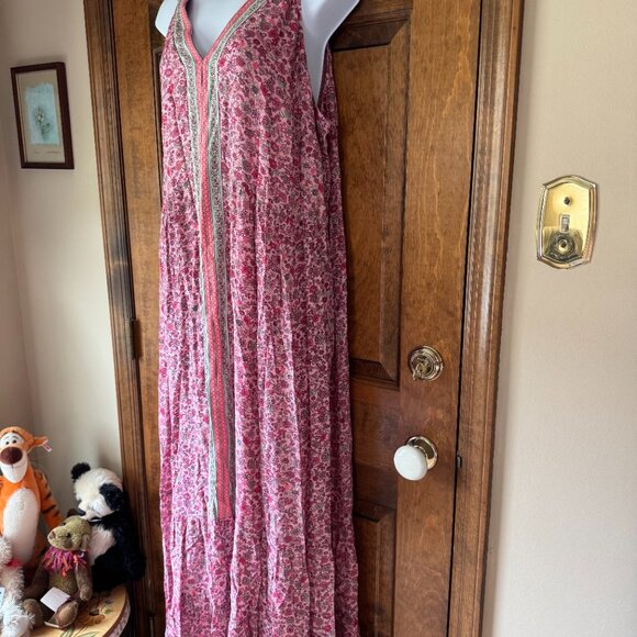 NWT J. Jill Pink w/Scattered Multicolor Flowers Sleeveless V-Neck Maxi Dress XL - Picture 6 of 12